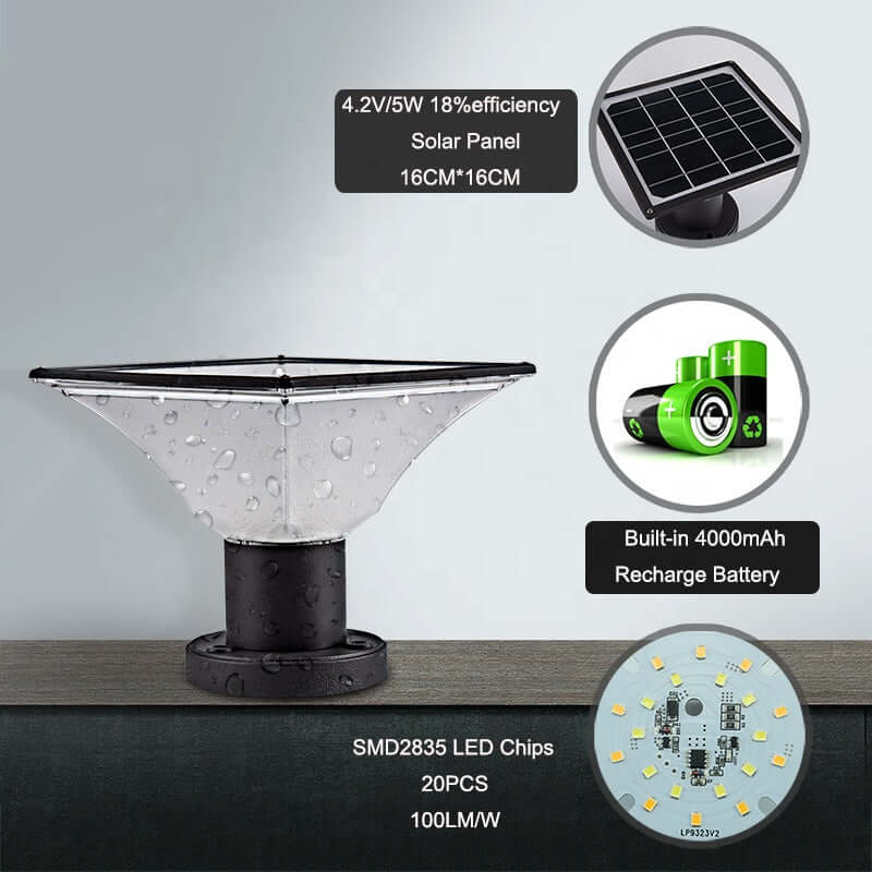 Wasserdichte Solar-Säulenleuchte mit 3 Farbmodi