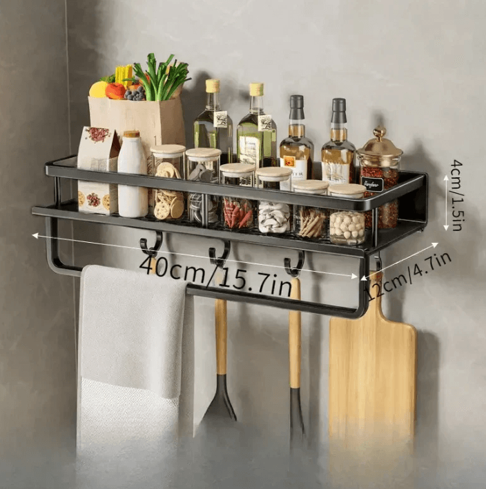 Étagère de cuisine noire - étagère murale moderne