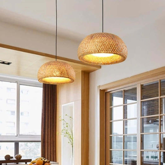 Lampe suspendue en bambou faite à la main