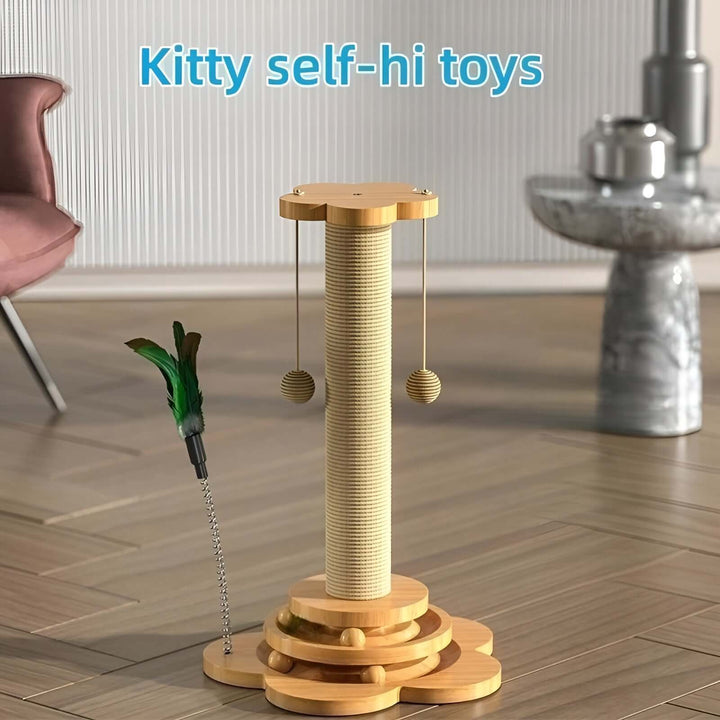Jouet en bois pour chat avec balles