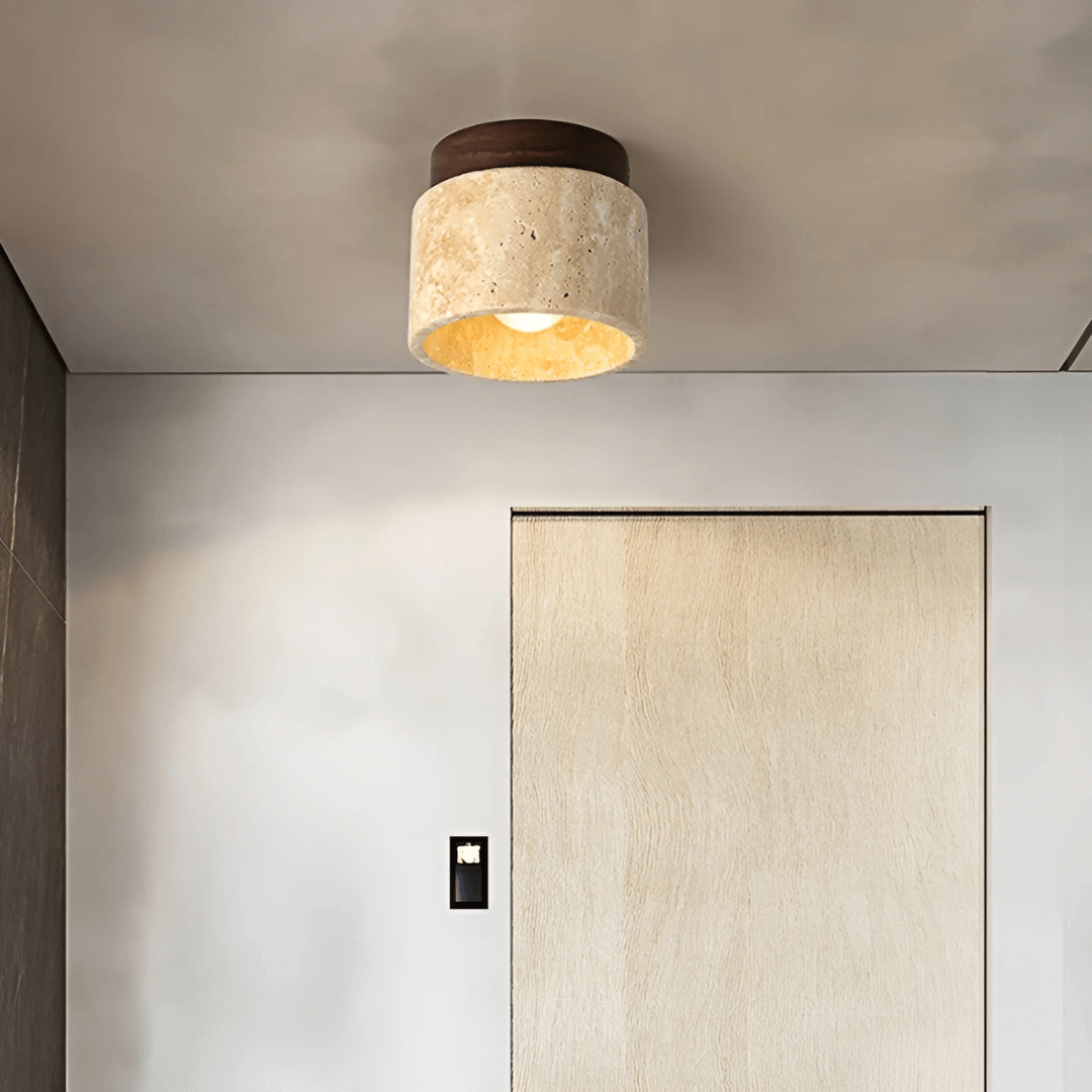 Rustikale Deckenleuchte Travertin Marmor Design