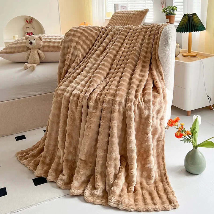 Luxus Fleece Decke Blasentextur - Kuschelweich
