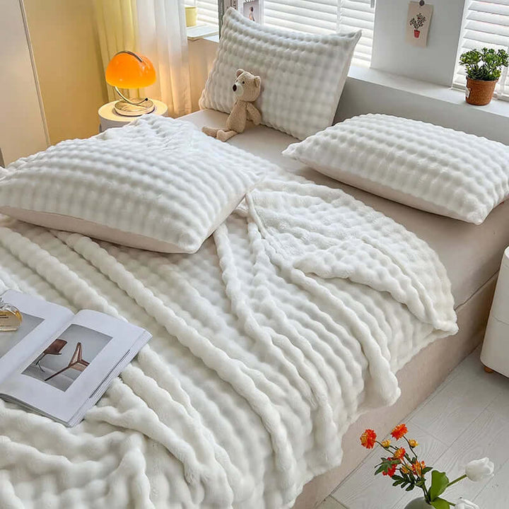 Luxus Fleece Decke Blasentextur - Kuschelweich
