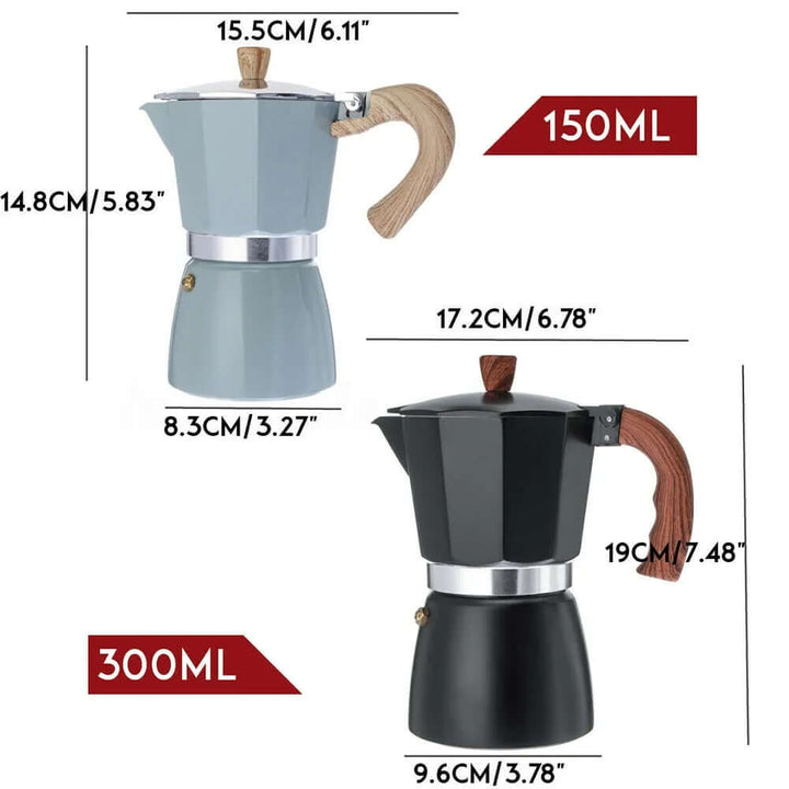 Cafetière expresso moka en aluminium 150/300 ml