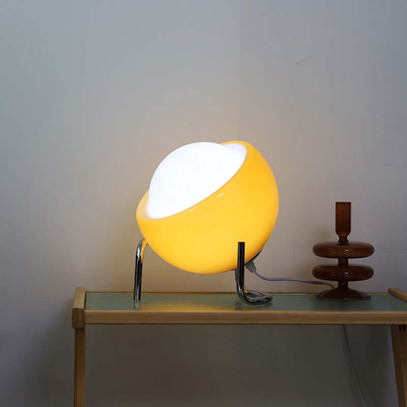 Retro Bauhaus Tischlampe Glas-Stein LED