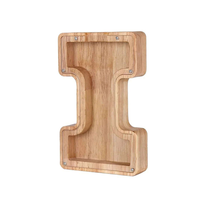 Tirelire en bois avec fenêtre de visualisation - motif alphabet
