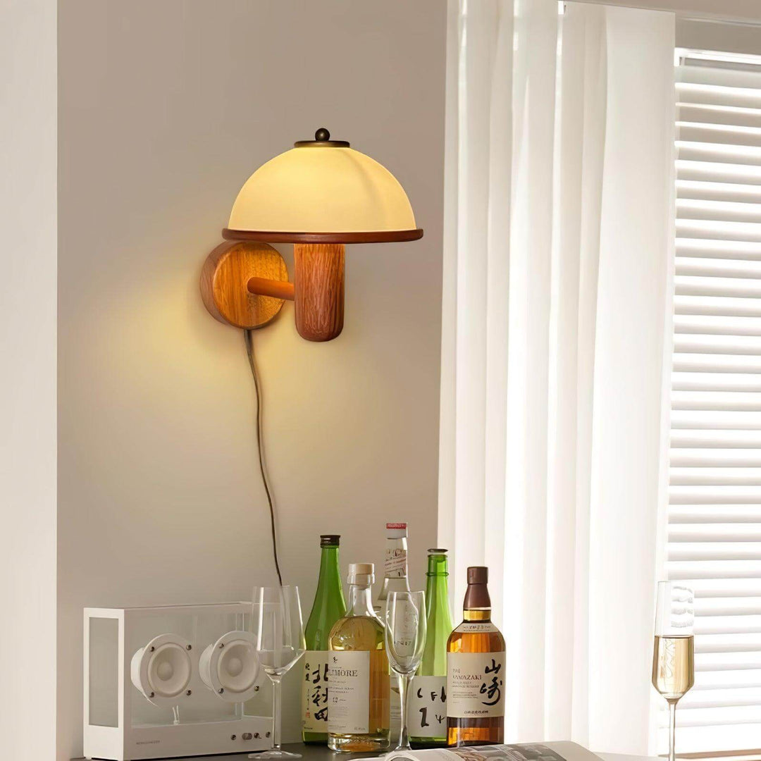 Pilz Design Wandleuchte Holz Modern