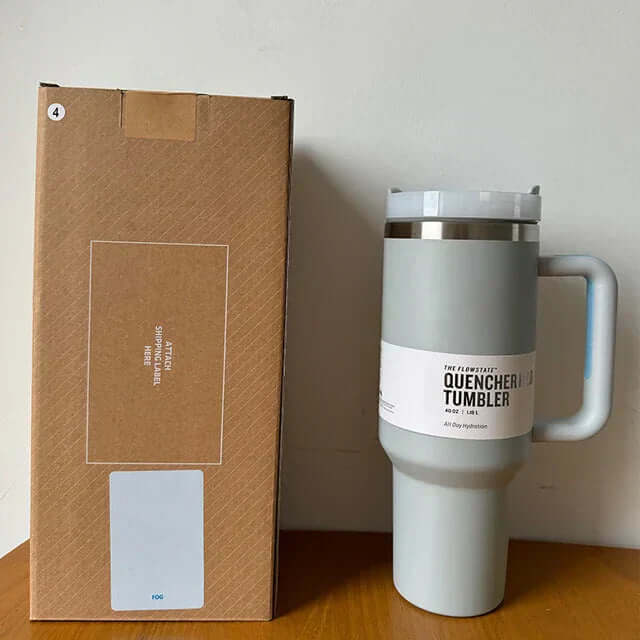 40oz Isolierter Edelstahl Reisebecher mit Griff & Strohhalm