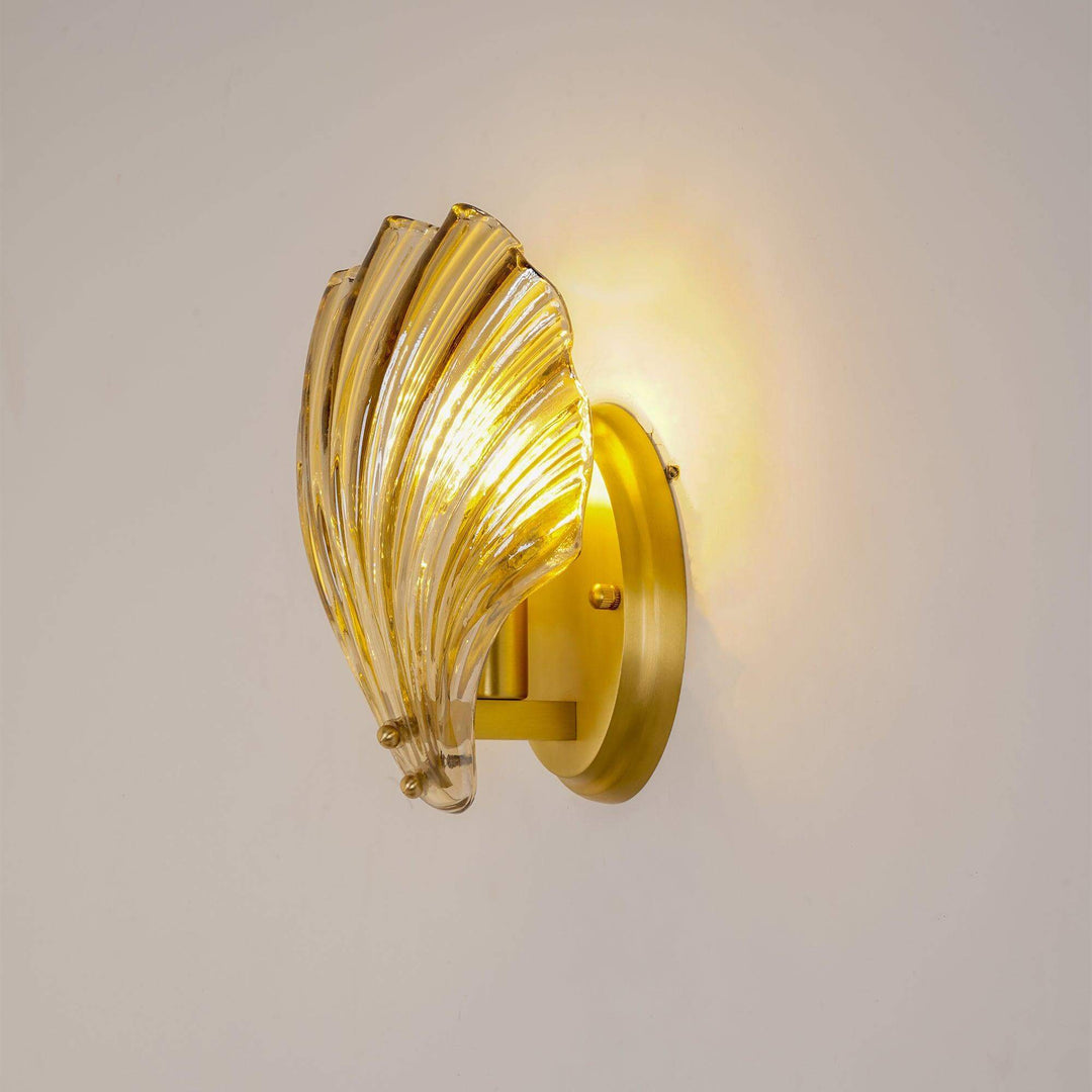 Muschel Wandleuchte aus Messing & Glas