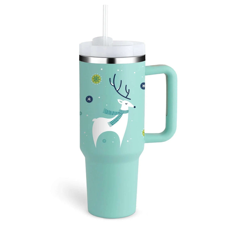 Isolierbecher mit Griff & Strohhalm - Kaffeebecher & Wasserflasche