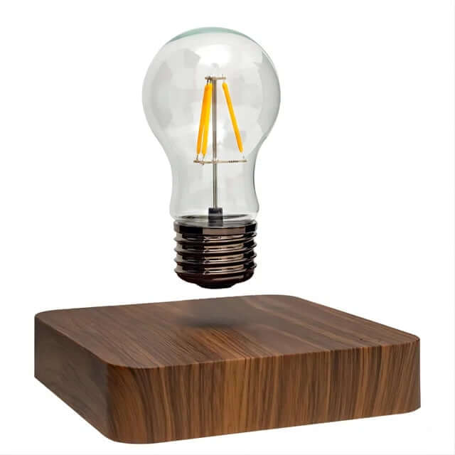 Lampe de table LED flottante avec base en noyer