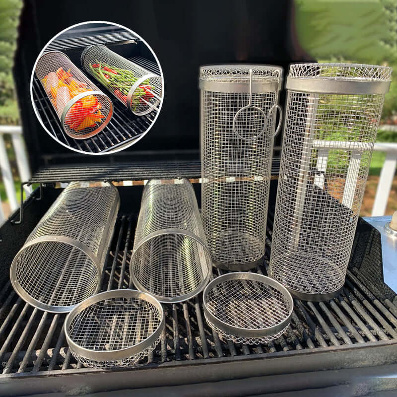 Panier de gril rotatif en acier inoxydable