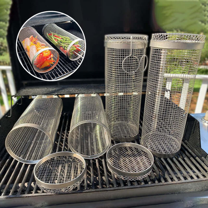 Panier de gril rotatif en acier inoxydable