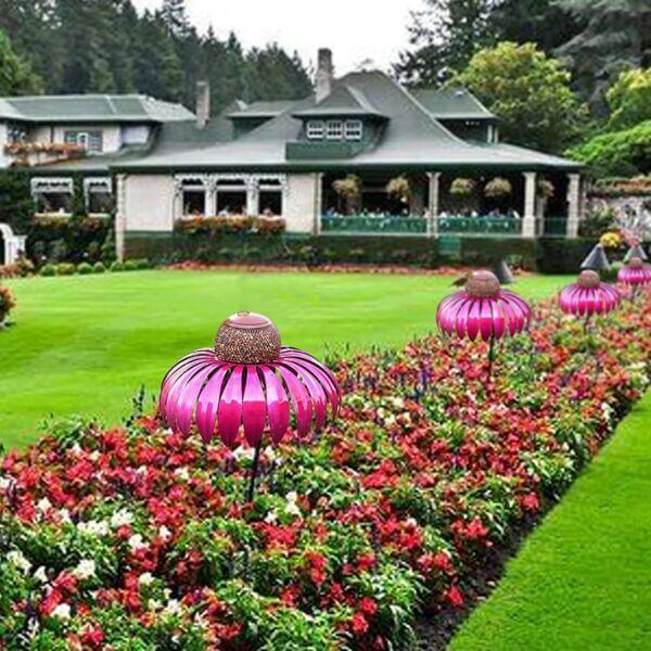 Décoration de jardin suspendue en métal en forme de fleur pour nichoir
