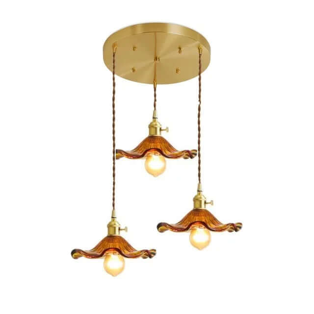 LED-Hängeleuchte, Buntglas & Kupfer - Modernes Design