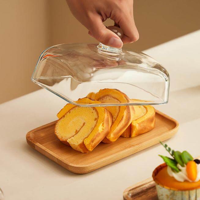 Holz-Butterdose mit Glasdeckel - Elegant & Praktisch