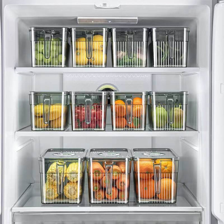 Boîte de rangement pour réfrigérateur - Empilable, transparente