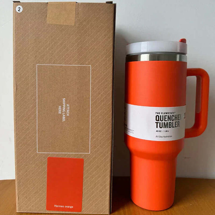 40oz Isolierter Edelstahl Reisebecher mit Griff & Strohhalm