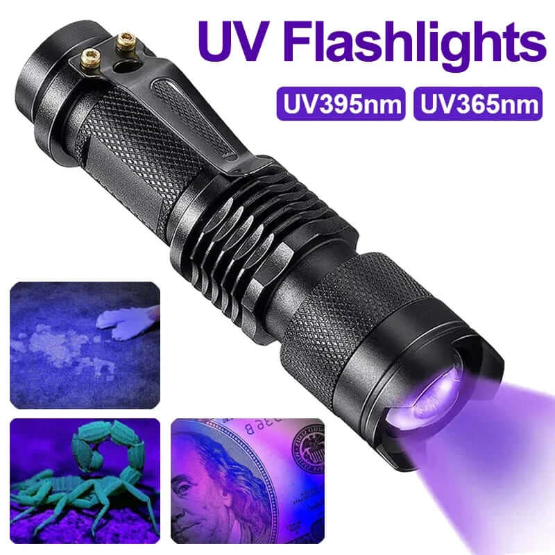 UV-Taschenlampe LED - Schwarzlichtlampe für Flecken