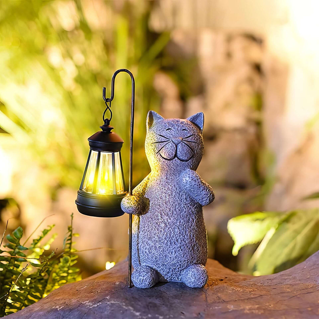 Figurine de chat solaire décorative de jardin lumineuse