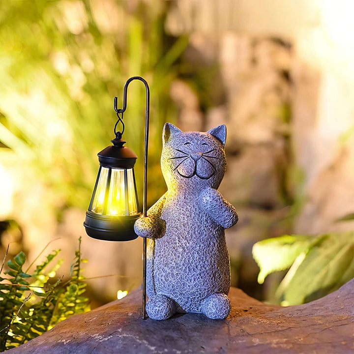 Figurine de chat solaire décorative de jardin lumineuse