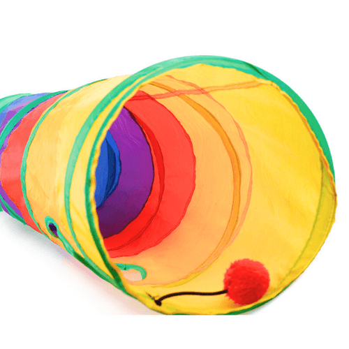 Tunnel de jeu pour chats, tunnel arc-en-ciel, pliable