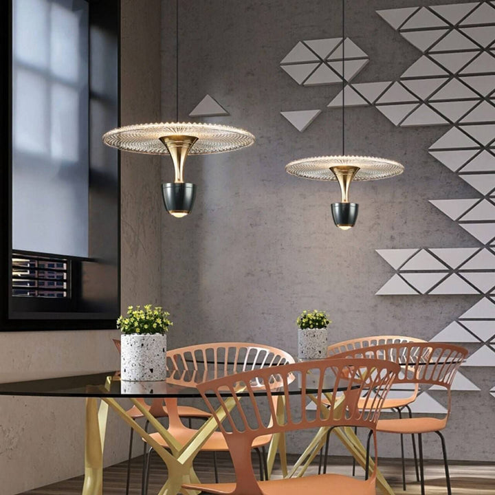 Moderne LED-Pendelleuchte, Scheibenform