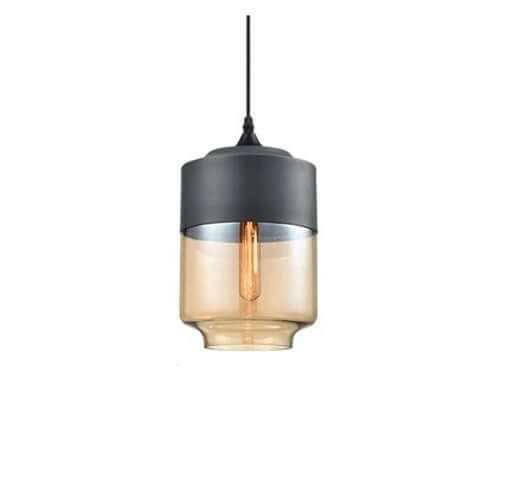 Élégante suspension en verre et bois