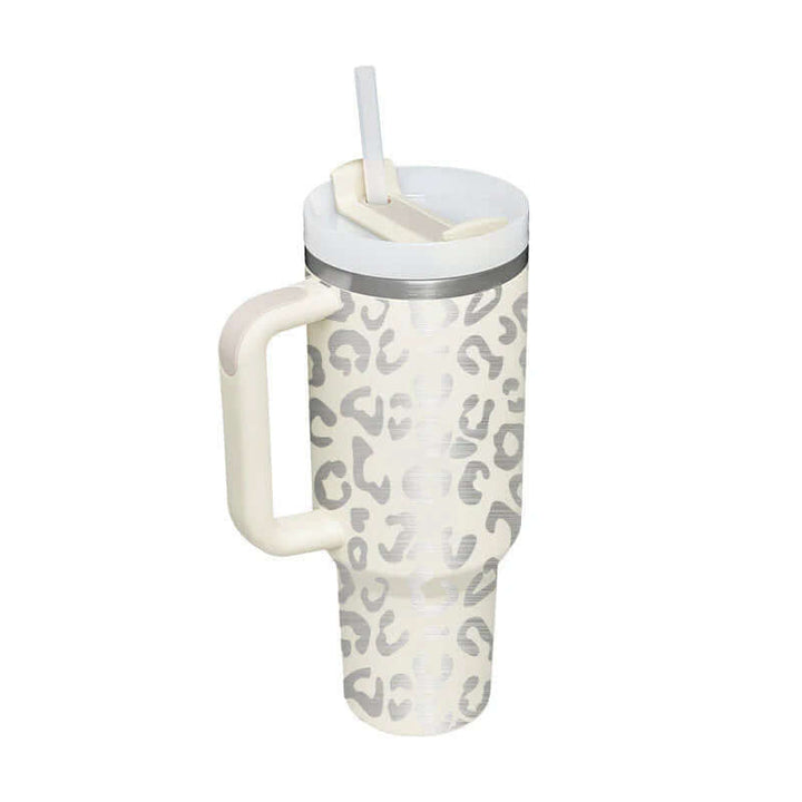 Isolierbecher mit Griff & Strohhalm - Kaffeebecher & Wasserflasche
