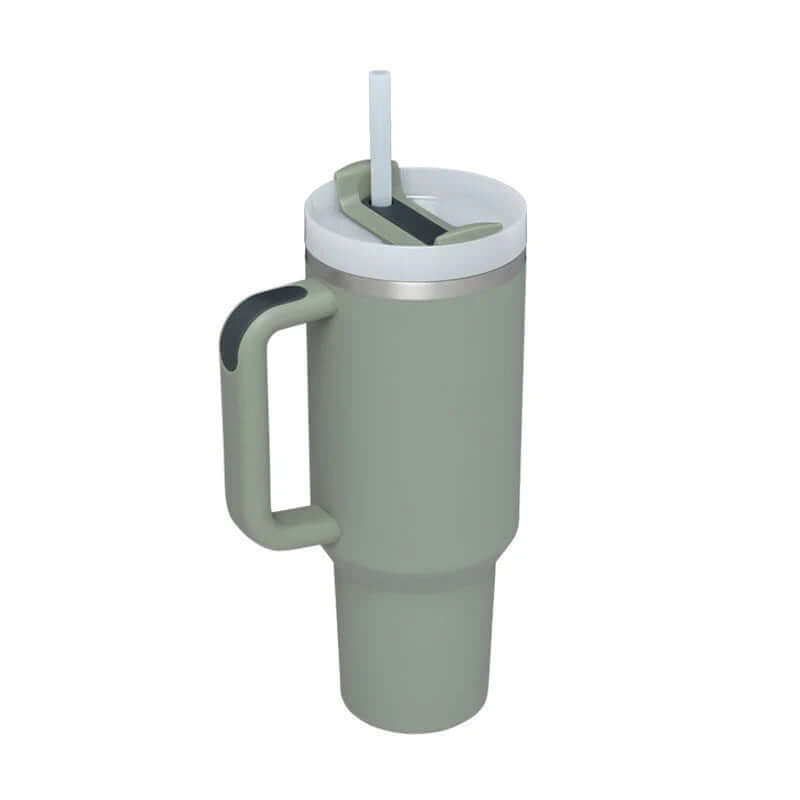 Isolierbecher mit Griff & Strohhalm - Kaffeebecher & Wasserflasche