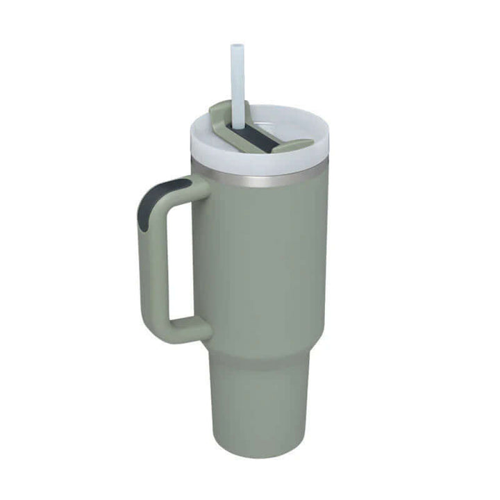 Isolierbecher mit Griff & Strohhalm - Kaffeebecher & Wasserflasche