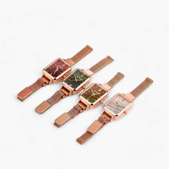 Quadratische Damenuhr mit Magnetarmband