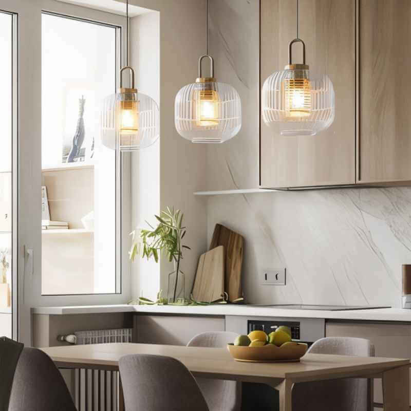 Moderne Pendelleuchte mit Gestreiftem Glasdesign
