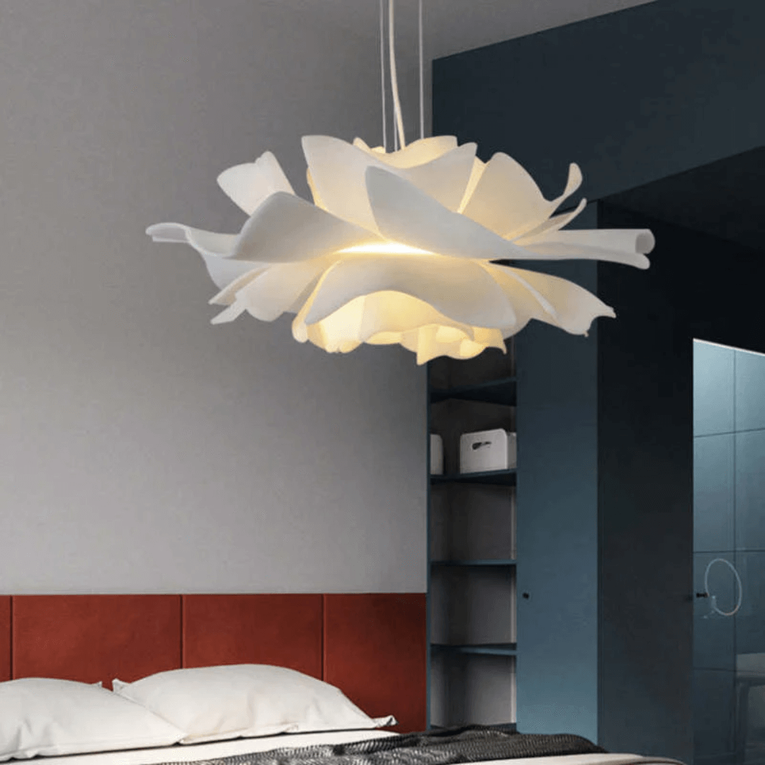 Moderne Hängelampe Blume Weiß Metall