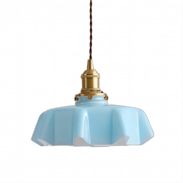 Retro Hängelampe Creme Glas Blume