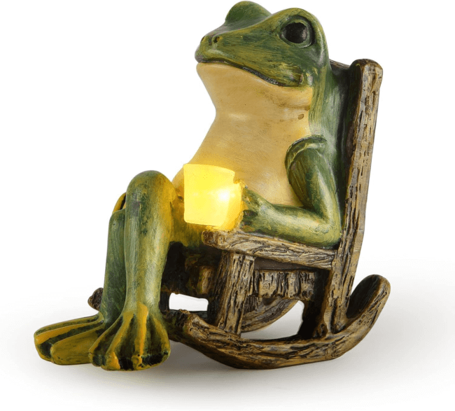 Figurine décorative de grenouille de jardin lumineuse