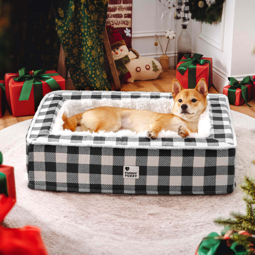 Gemütliches Hunde-Kuschelbett Kariert