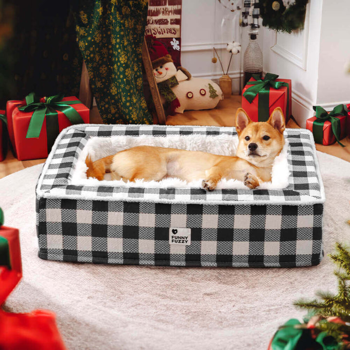 Gemütliches Hunde-Kuschelbett Kariert