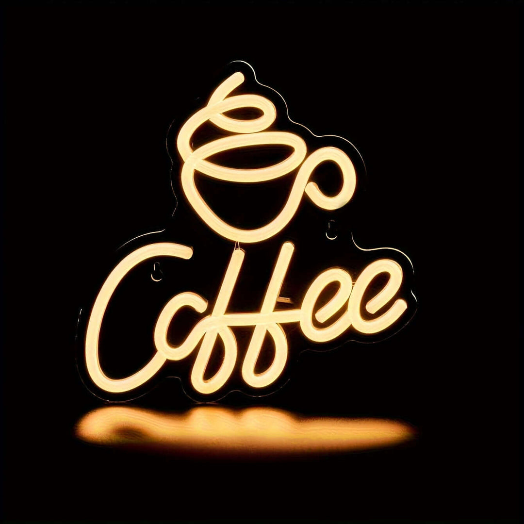 LED-Neon-Kaffee-Schriftzug - Wanddeko für Kaffeeliebhaber
