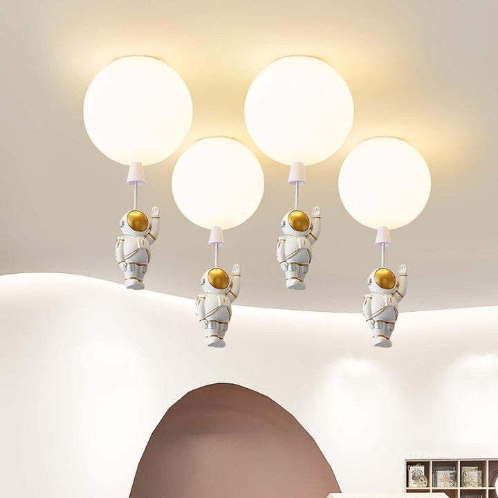 Moderne LED-Deckenleuchte "Mond & Astronauten"