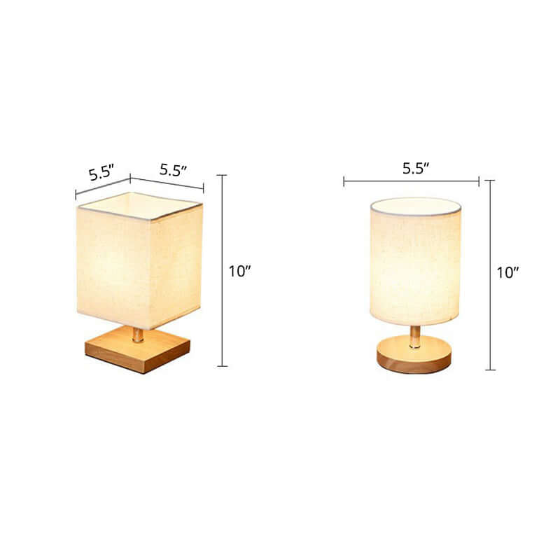 Minimalistische Tischlampe Holz & Leinen