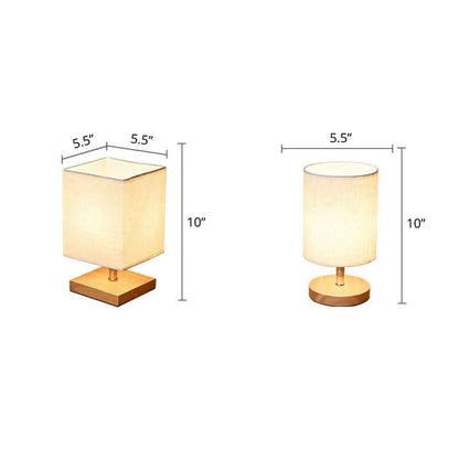 Minimalistische Tischlampe Holz & Leinen