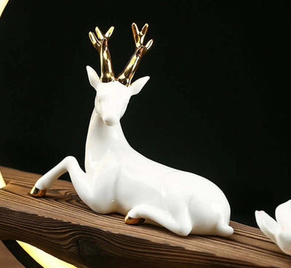 Weiße Hirsch Keramik Räucherlampe mit LED