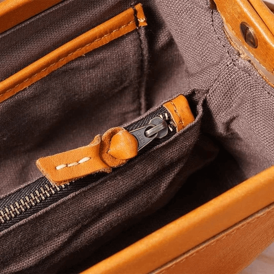 Sac à main rétro en cuir véritable