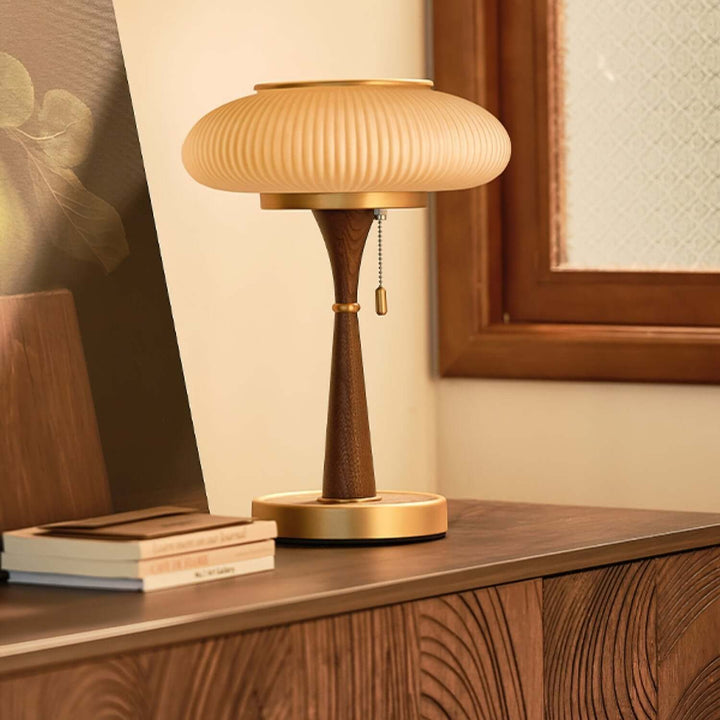 Designer Tischlampe Modern Holz & Metall 36cm