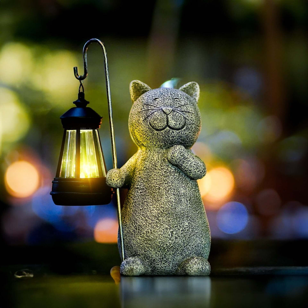 Figurine de chat solaire décorative de jardin lumineuse