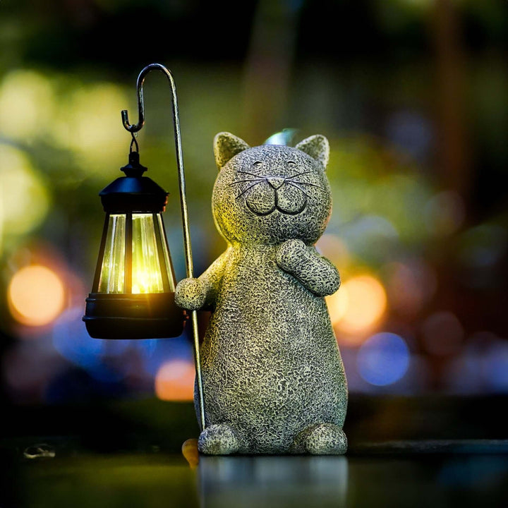 Figurine de chat solaire décorative de jardin lumineuse