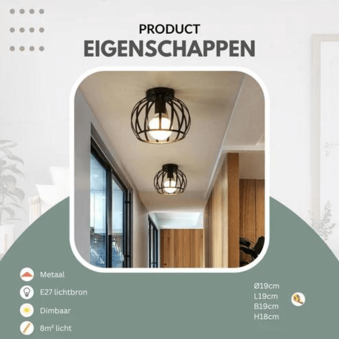 Industrielle Deckenleuchte Schwarz Metall Design