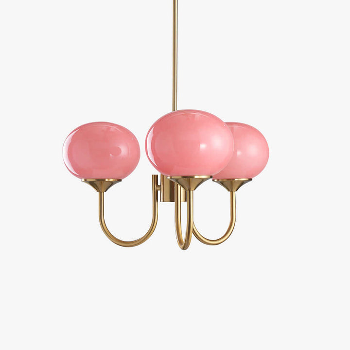 Moderner Kronleuchter mit Rosa Glasschirmen