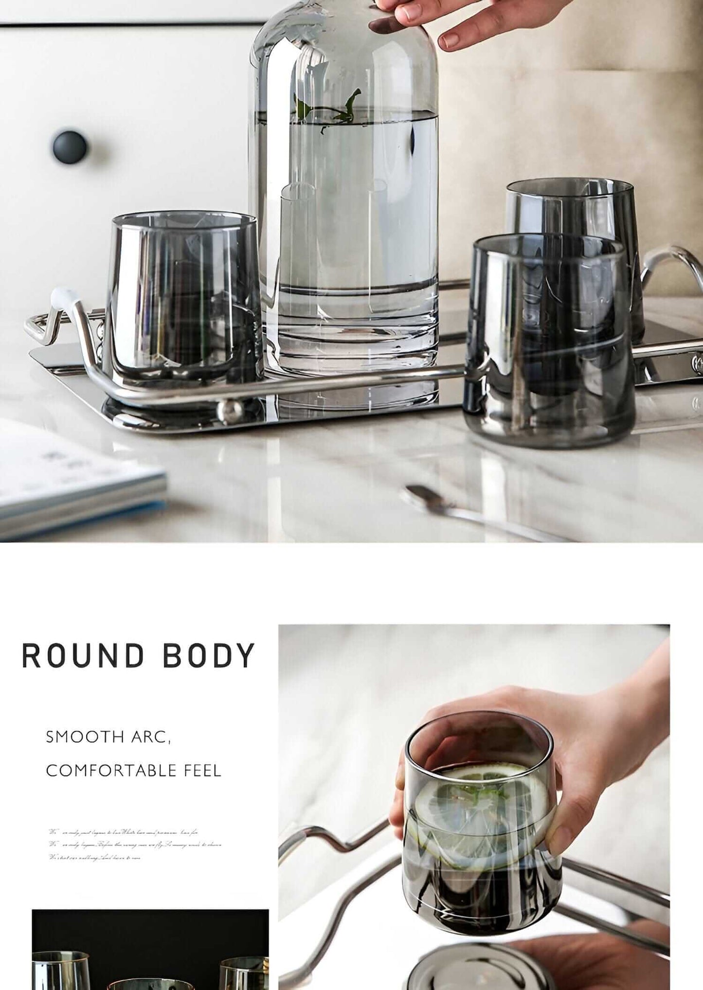 Élégante carafe en verre avec couvercle en bois